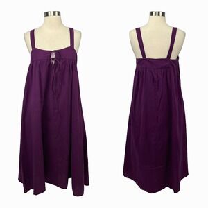 Natural Life S/XS Purple‎ Plum Midi Dress Cotton Adjustable Sundress Boho Summer